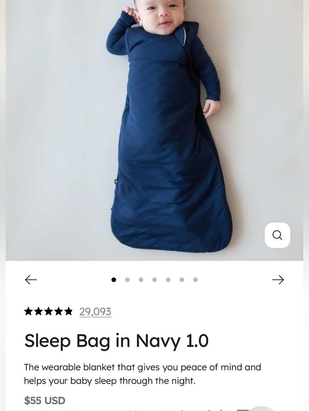 Kyte Baby Sleep Bag in Navy 1.0 Large